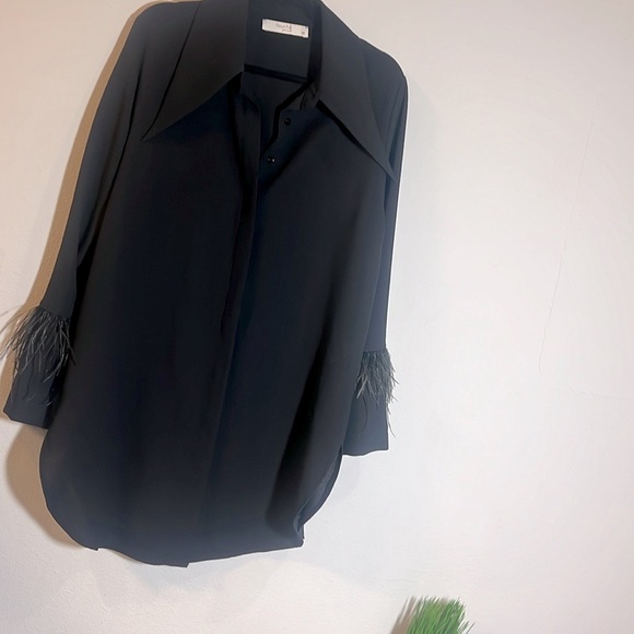 Touche Prive Black Button Front Long Sleeve Shirt Mini Dress 10 - Picture 1 of 4